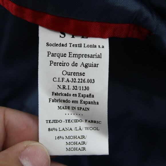 Carolina Herrera Suit Mens 41 Blue Pinstripe Wool Mohair 2 Piece Blazer Pants - Picture 4 of 16